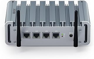 Firewall Micro Appliance Mini PC 4 2.5Gbe Port, Celeron N5105, i225 LAN, 4GB DDR4 RAM, 128GB SSD, SATA, HD-MI, VGA, WiFi, Fanless Computer, Windows 10/Open Source, Network Appliance, RTC