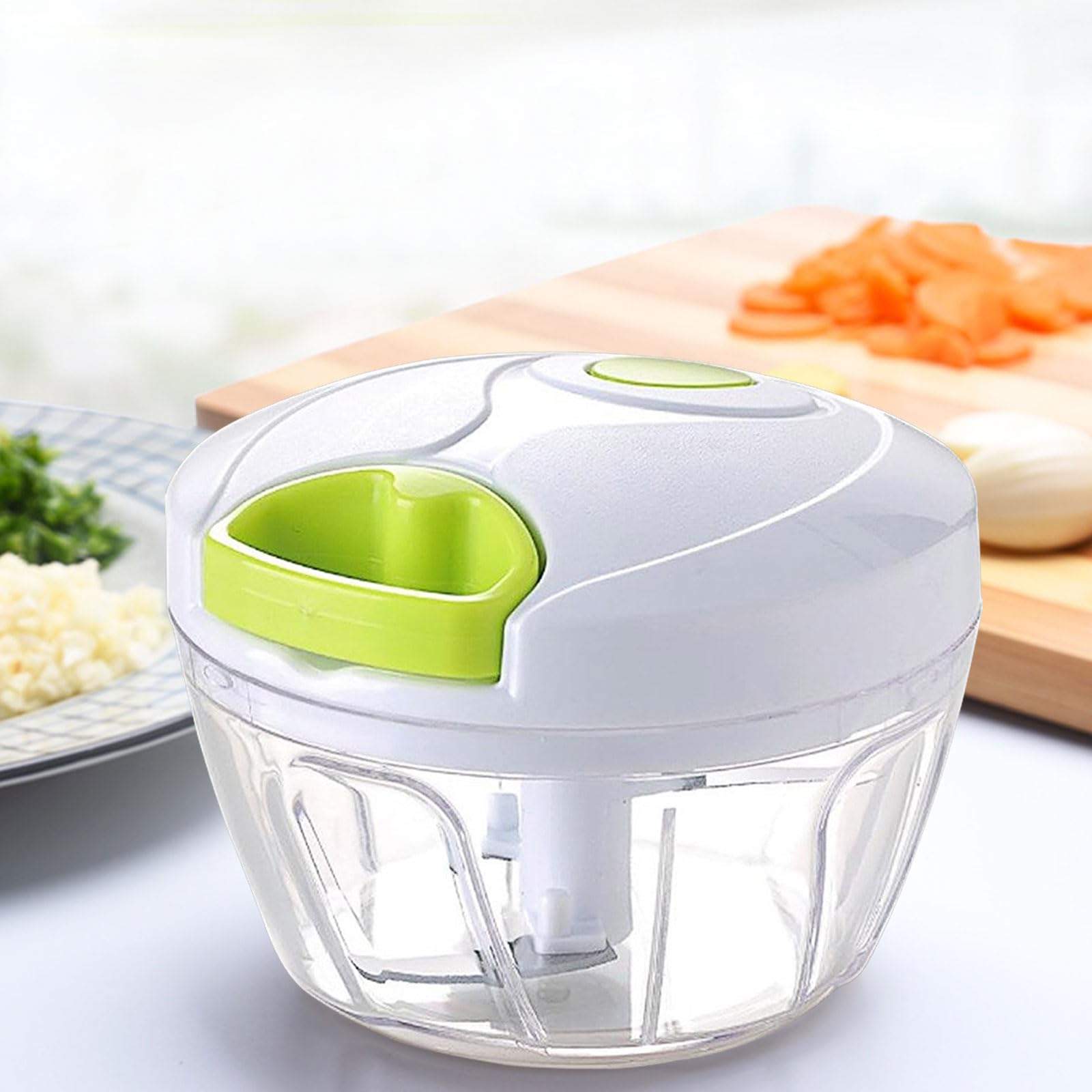 Tritacarne manuale, tritatutto per verdure, robot da cucina, tritatutto portatile a mano, per verdure, frutta, noci, erbe aromatiche (bianco)