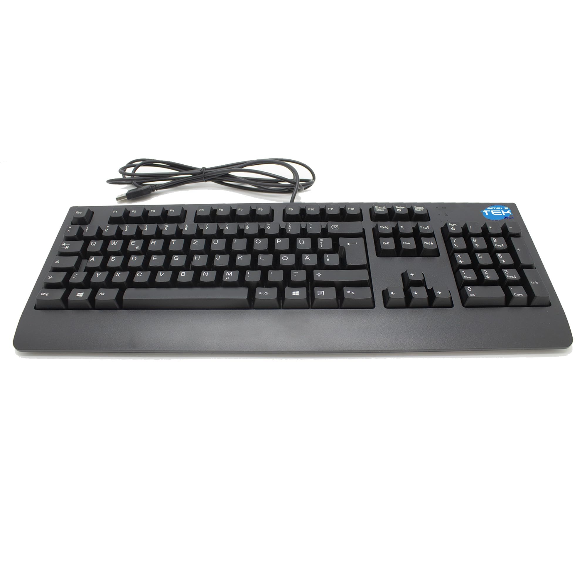 SIMPLETEK - Kabelgebundene USB-Tastatur mit internationalem QWERTY-Layout (US), in voller Größe, leisen Tasten, langes Kabel