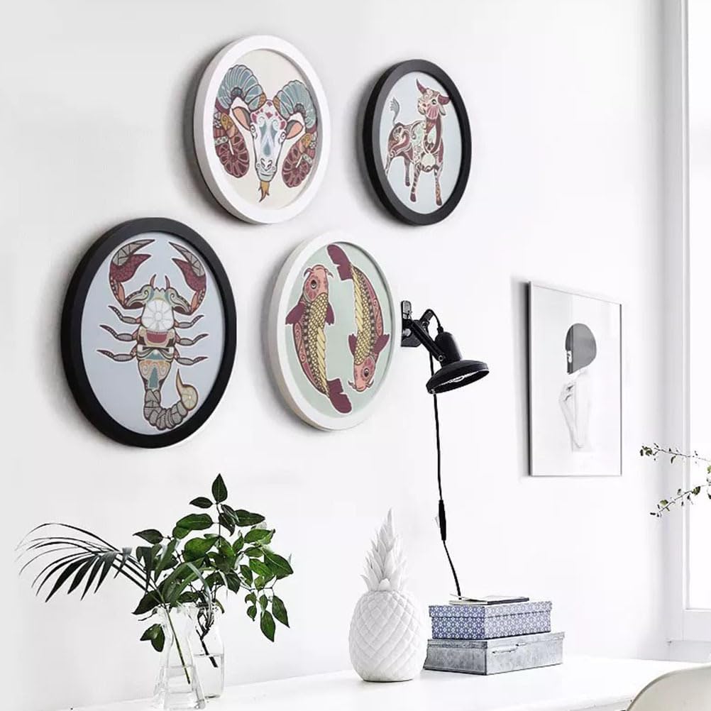 Round Picture Frame 9.05 Inch Diameter Wall Hanging and Tabletop Display Decorative Wooden Circular Photo Frame for Living Room Bedroom Home Decor