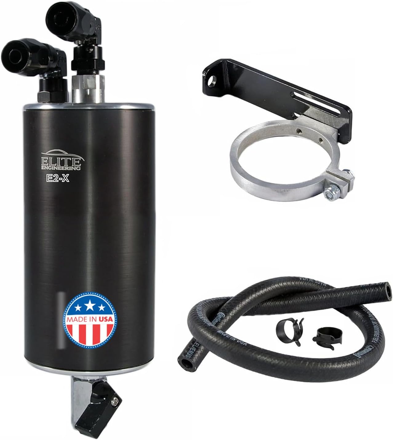 Elite Engineering E2-X PCV Oil Catch Can and Hardware for Single Valve GM V8 LS - CAN ONLY
