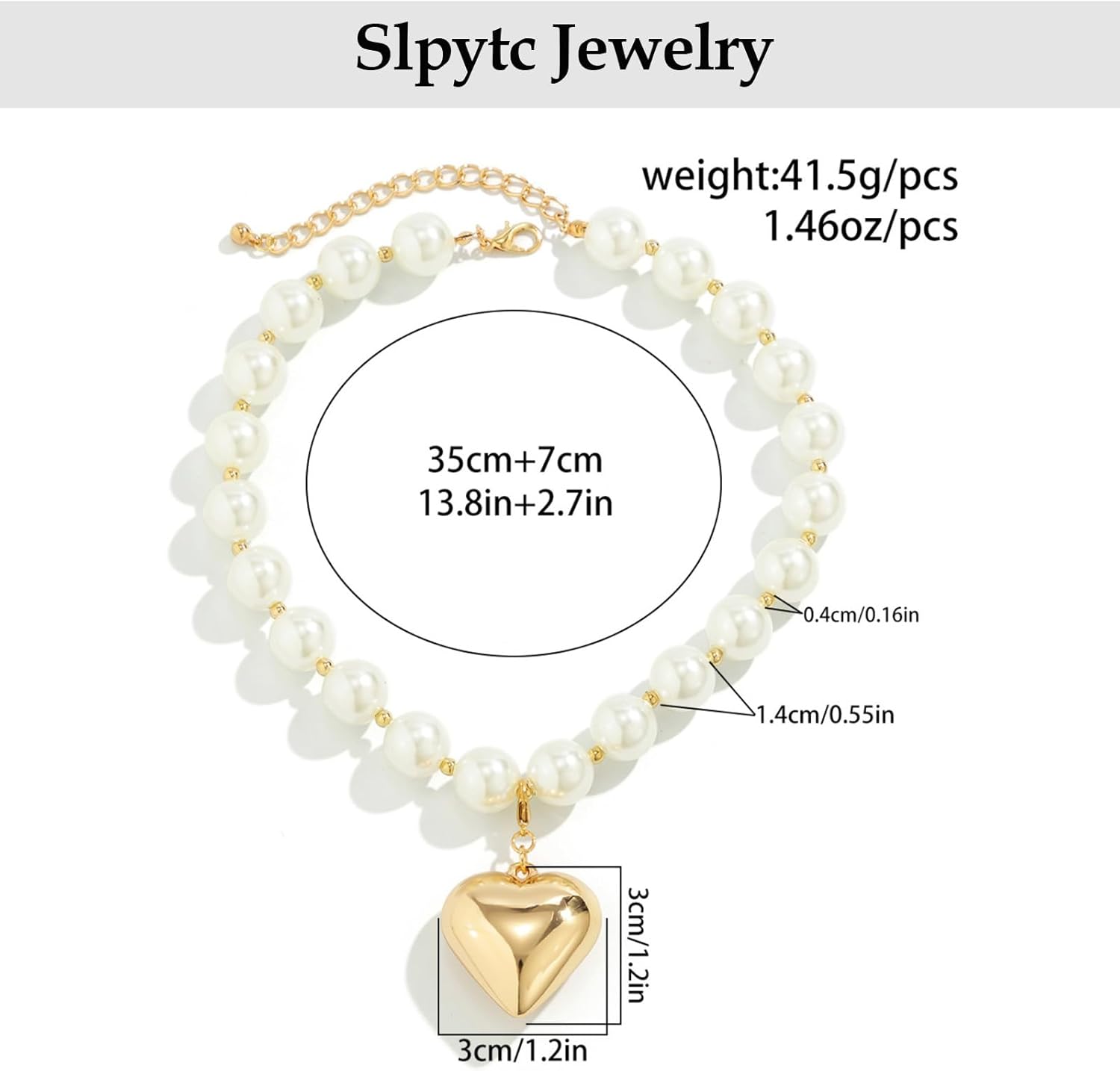 Heart Pendant Choker Necklaces for Women,Gold Plated Chunky Heart Necklace Pearl Beads Choker Necklaces Y2k Necklace Delicate Jewelry - Image 5