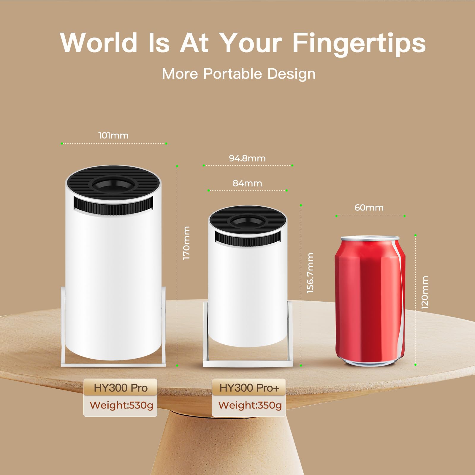 Mini Proiettore con WiFi e Bluetooth Integrato, Android 14, Supporto 1080P 4K, Proiettore Portatile, Rotazione 180°, Versione Aggiornata HY300 Pro+, per Uso Domestico ed Esterno LYNCAST