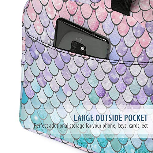 Lunch Bag, Cute Kids Reusable Cooler Lunch Tote Bag Insulated Leakproof Lunch Box Container With Front Pocket For Girls Boys School Work Picnic (Pink Meraid Scale) #TOP3