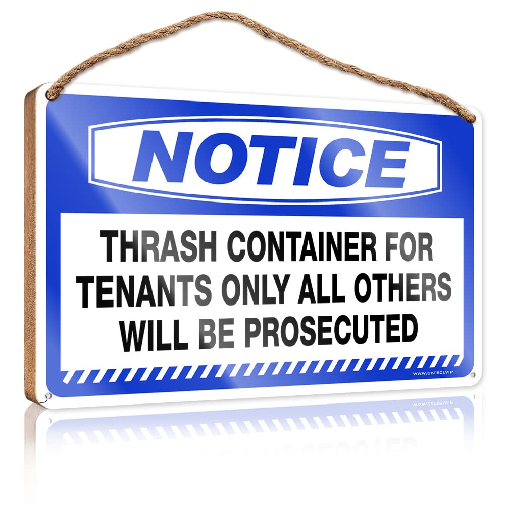 DTHA Bathroom Wall Wood Sign Notice Trash Container Tenants Others Prosecuted Wooden Sign Quote Wood Plaque Farmhouse Door Decor(23X35CM)