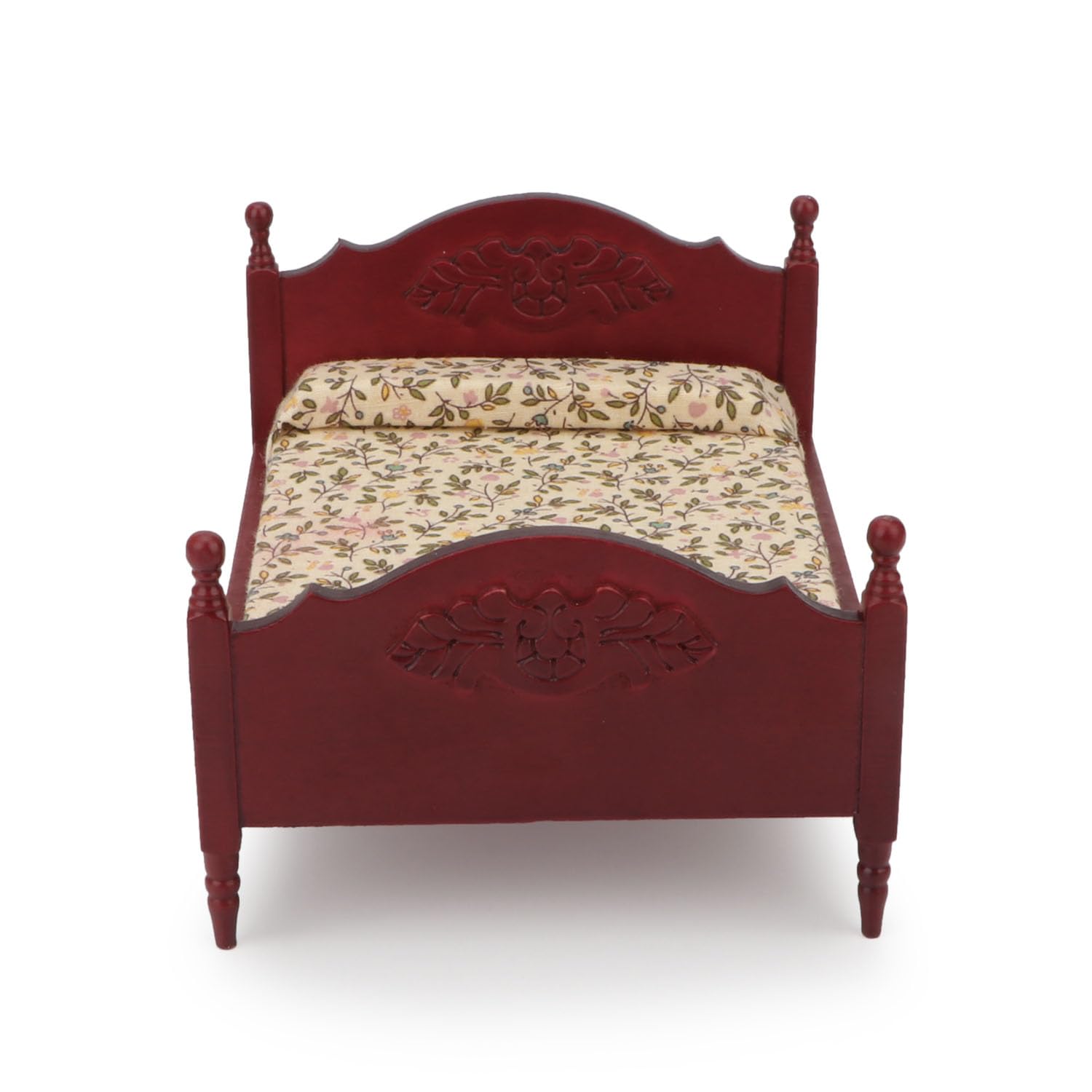 Mobili in miniatura per casa delle bambole in legno, letto con materasso e cuscino, scala 1 e 12, accessori decorativi per casa delle bambole (rosso)