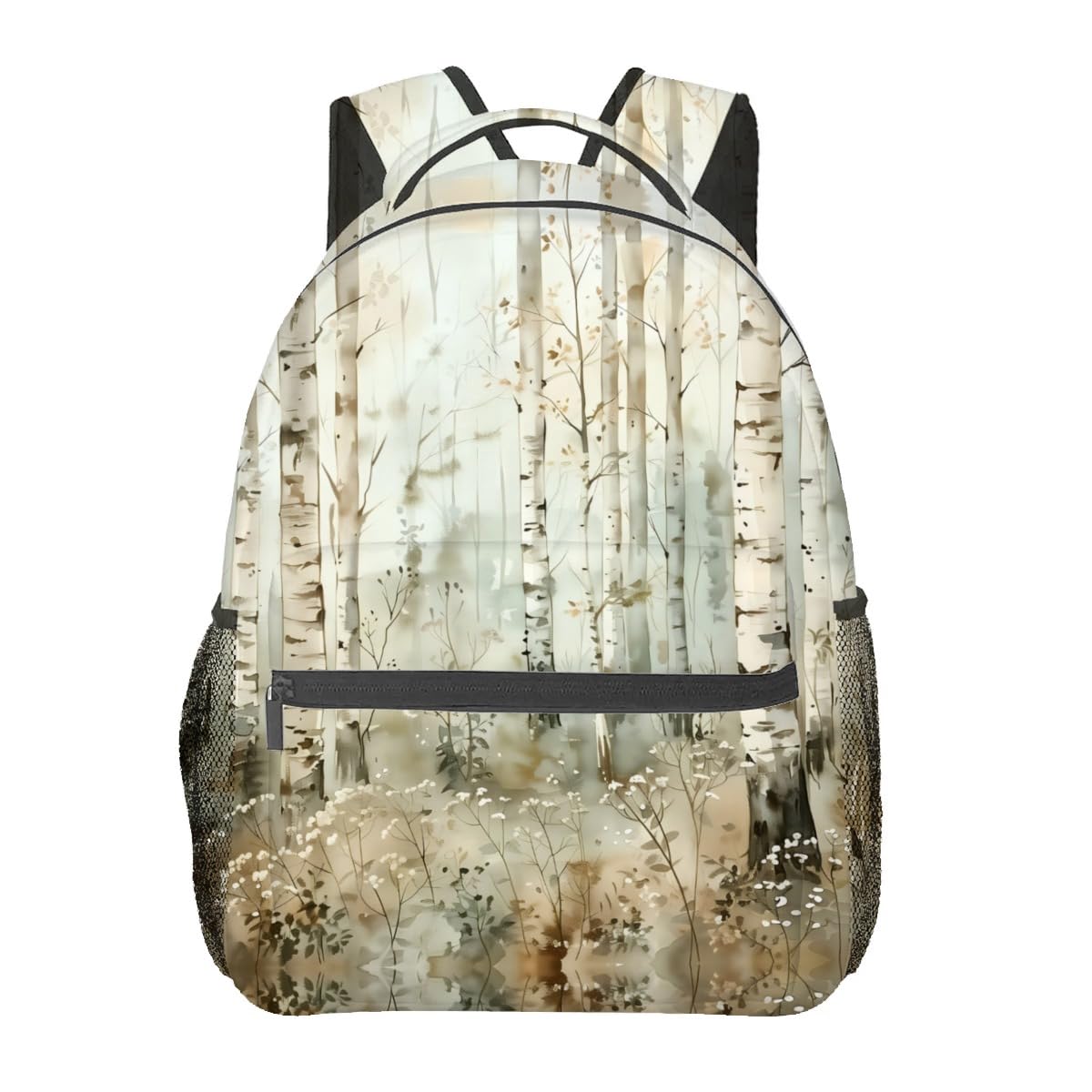 MIEPOS Birch Tree Backpack,Serene Forest Polyester Backpacks,Lightweight Double Shoulder Back Pack for Adults,Foliage Bookbag,School Bag Gifts,Casual