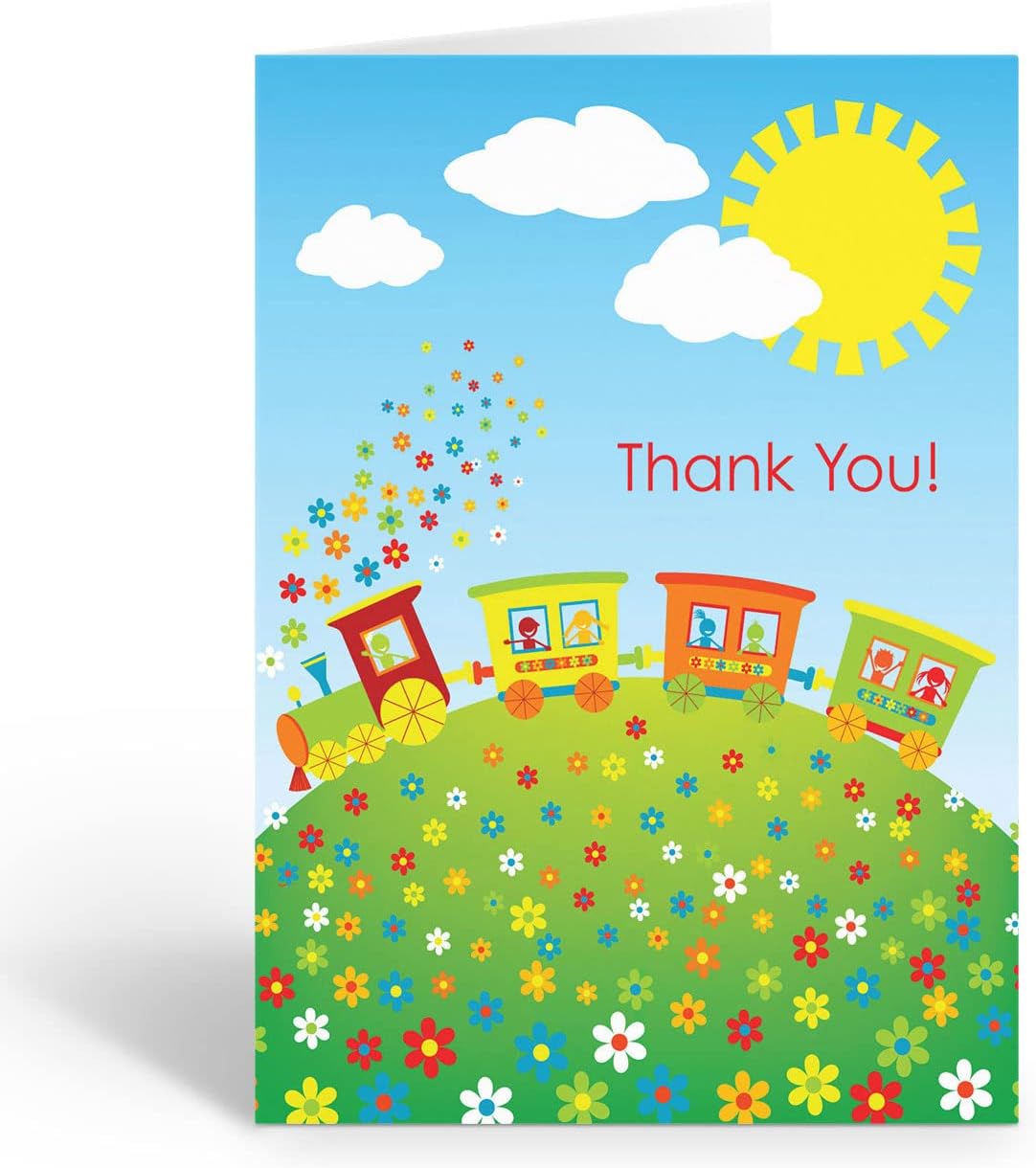 Stonehouse Collection Train Theme Thank You Note Card - 10 Boxed Cards & Envelopes - Kids Note Card