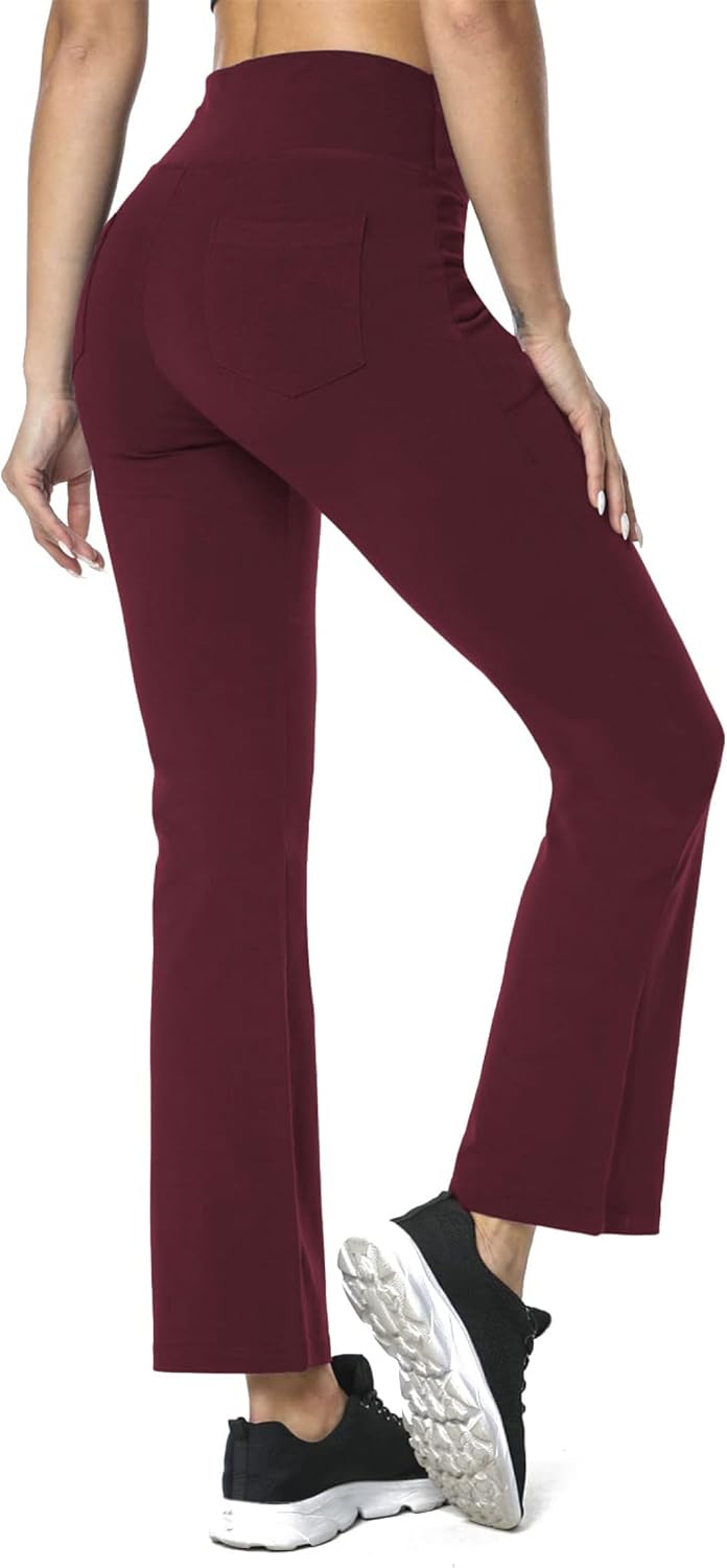 Houmous S-XXXL 29''31''33''35'' Inseam Women's Cotton Bootcut Pants Inner Pocket