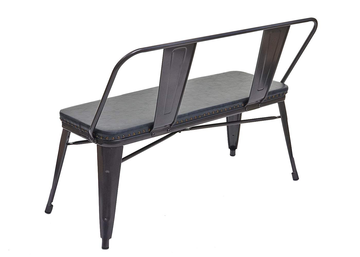 Mendler Banc à 2 Places Similicuir Noir Gris HWC-H10