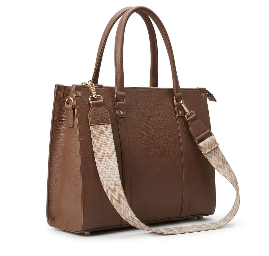 Women Leather Handbag Brown Tote with Crossbody Strap-picture-37