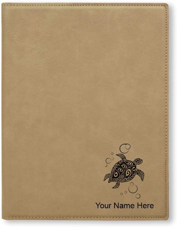Large 9.5" X 12" Portfolio Notepad, Hawaiian Sea Turtle, Personalized Engraving Included (Teal)