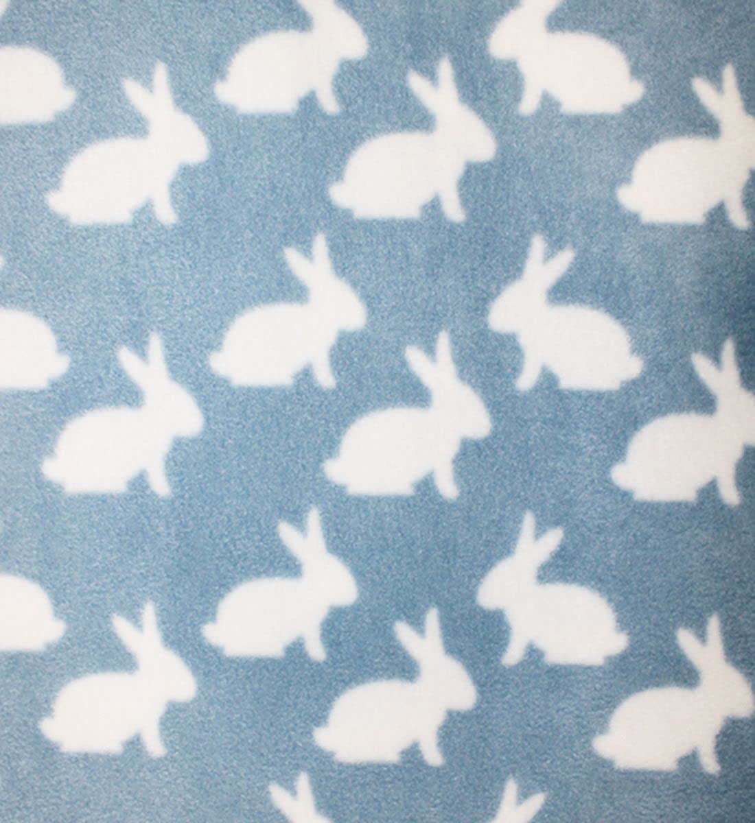 Printed Polar Fleece Fabric Material - Rabbits Blue, 1Mtr 150cmx100cm
