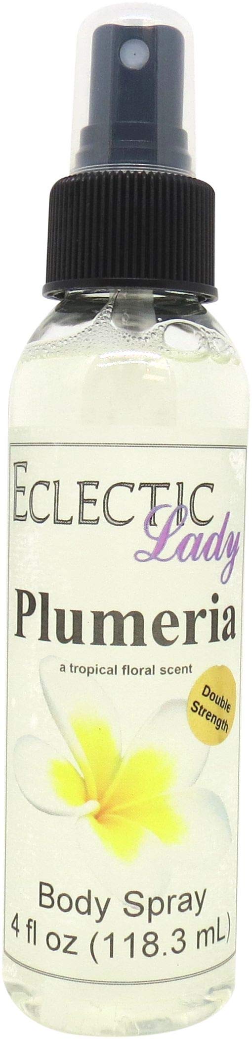 Eclectic Lady Plumeria Body Spray, Double Strength, 4 ounces, Body Mist for Women with Clean, Light & Gentle Fragrance, Cologne with Soft, Subtle Aroma For Daily Use