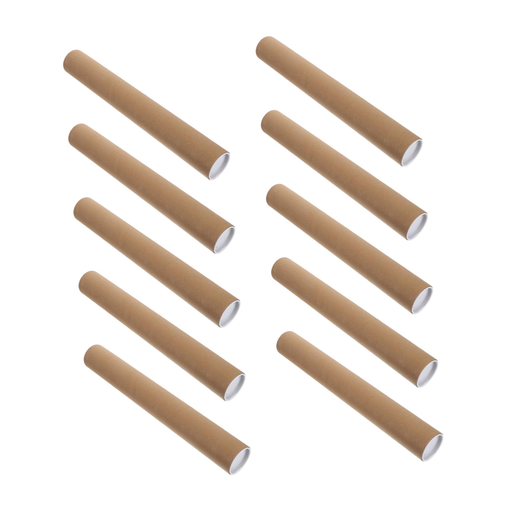 10 Pièces Lot de Tubes Papier Kraft avec Bouchons Tubes Expédition Ronds Carton Rigide pour Affiches Dessins Documents et Cylindres de Stockage Robustes Protection Anti-plis et