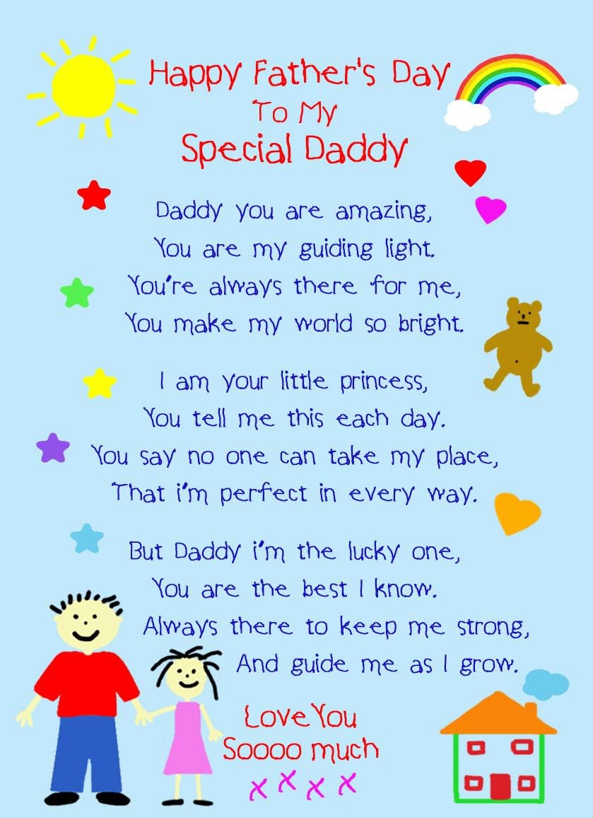 From The Kids Poem Verse Fathers Day Card Special Daddy From Daughter