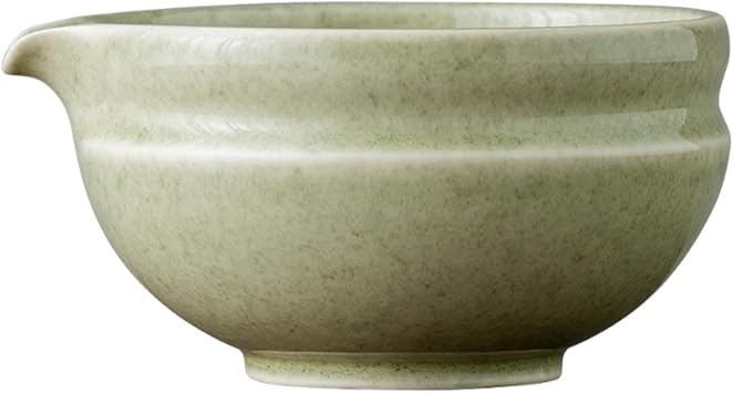 Ceramic Matcha Bowl with Spout Traditional Japanese Tea Ceremony Mixing Bowl 5.5 Inch 450ml Capacity- Matcha Green