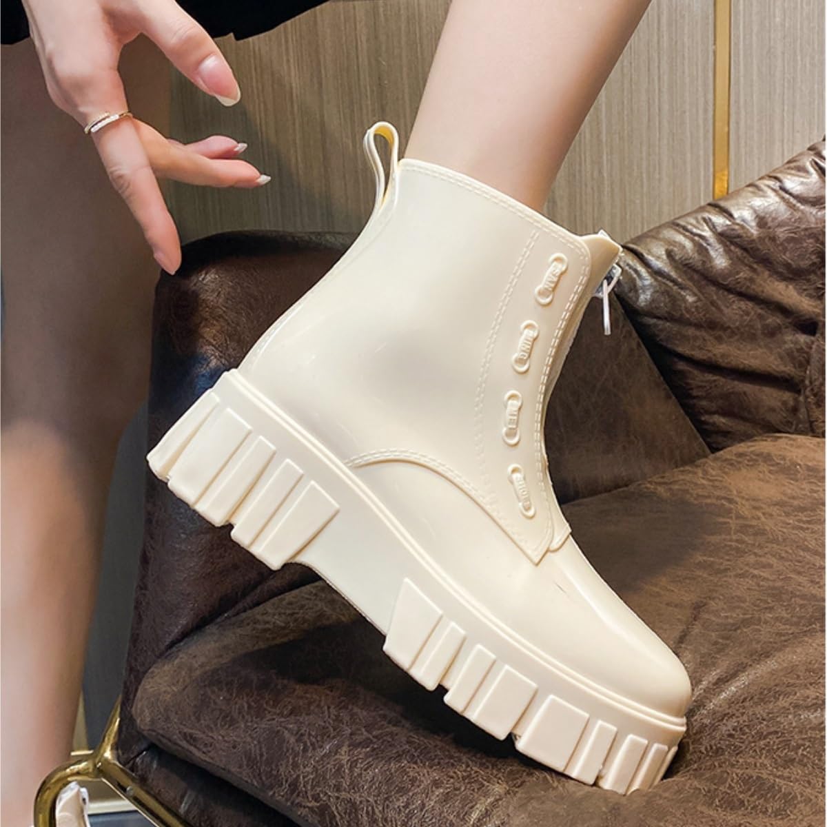 Botines De Agua Botas De Lluvia De Suela Gruesa For Mujer, Impermeables, De Tubo Medio, Antideslizantes, For Exteriores para Trabajo Jardinería(Pink,41)