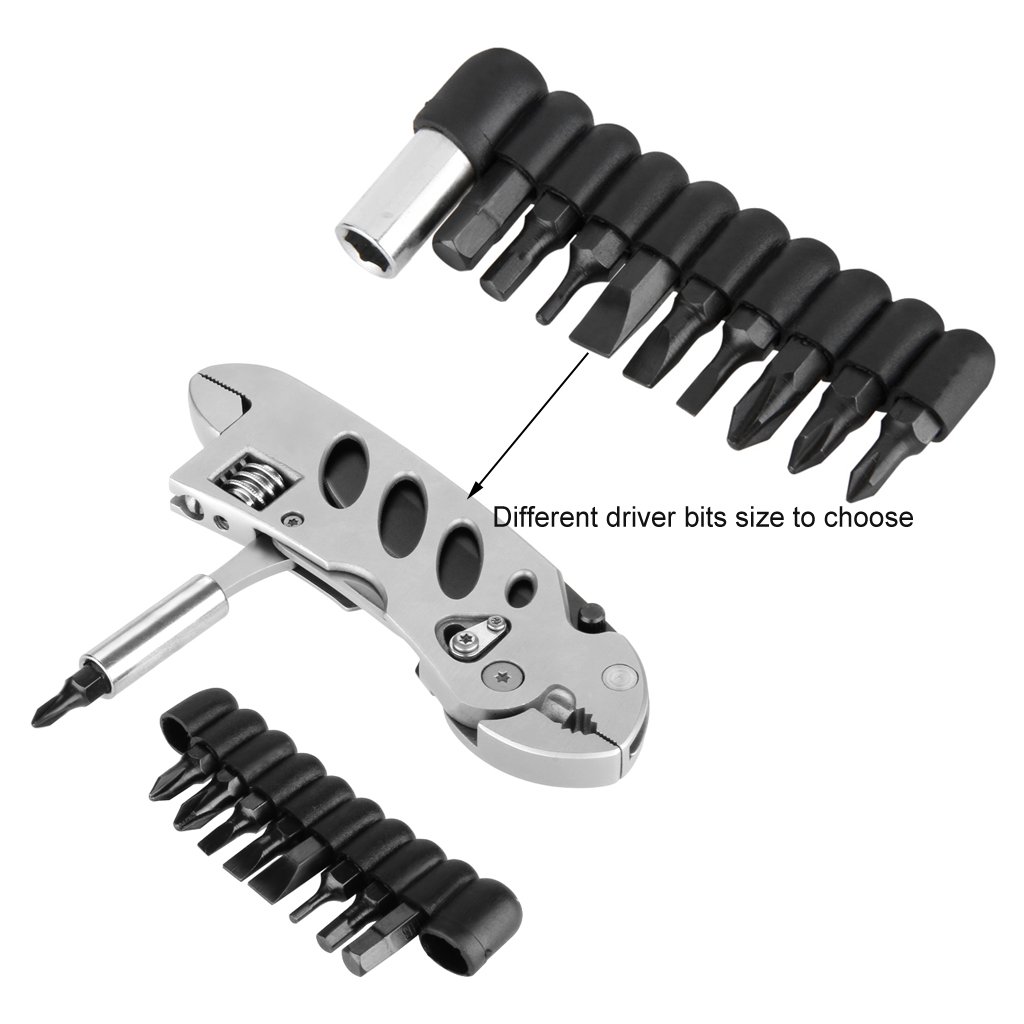 OUTU Multifonction outil clé couteau pince tournevis clé à molette - Outils de plein air avec étui en nylon