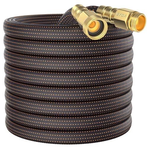 10FT Lightweight Flexible Garden Hose,Non-Slip Handles,Non-kink Hose,Solid Brass Fitting for Boats, RV Water Hose,Marine Washdown,Lawn,Garden,Leakproof TPE Hose (OrangeBlack, 10 FT)