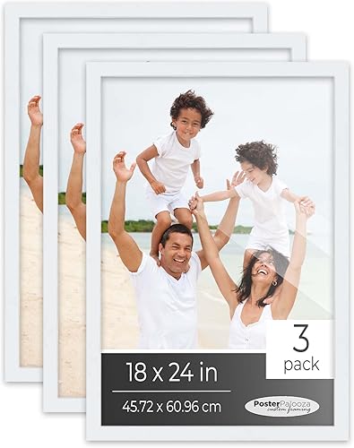 Juego de 3 portarretratos blancos de 18 x 24 pulgadas, de madera de 18 x 24 pulgadas, para pared de galería, 3 marcos blancos de 18 x 24 pulgadas