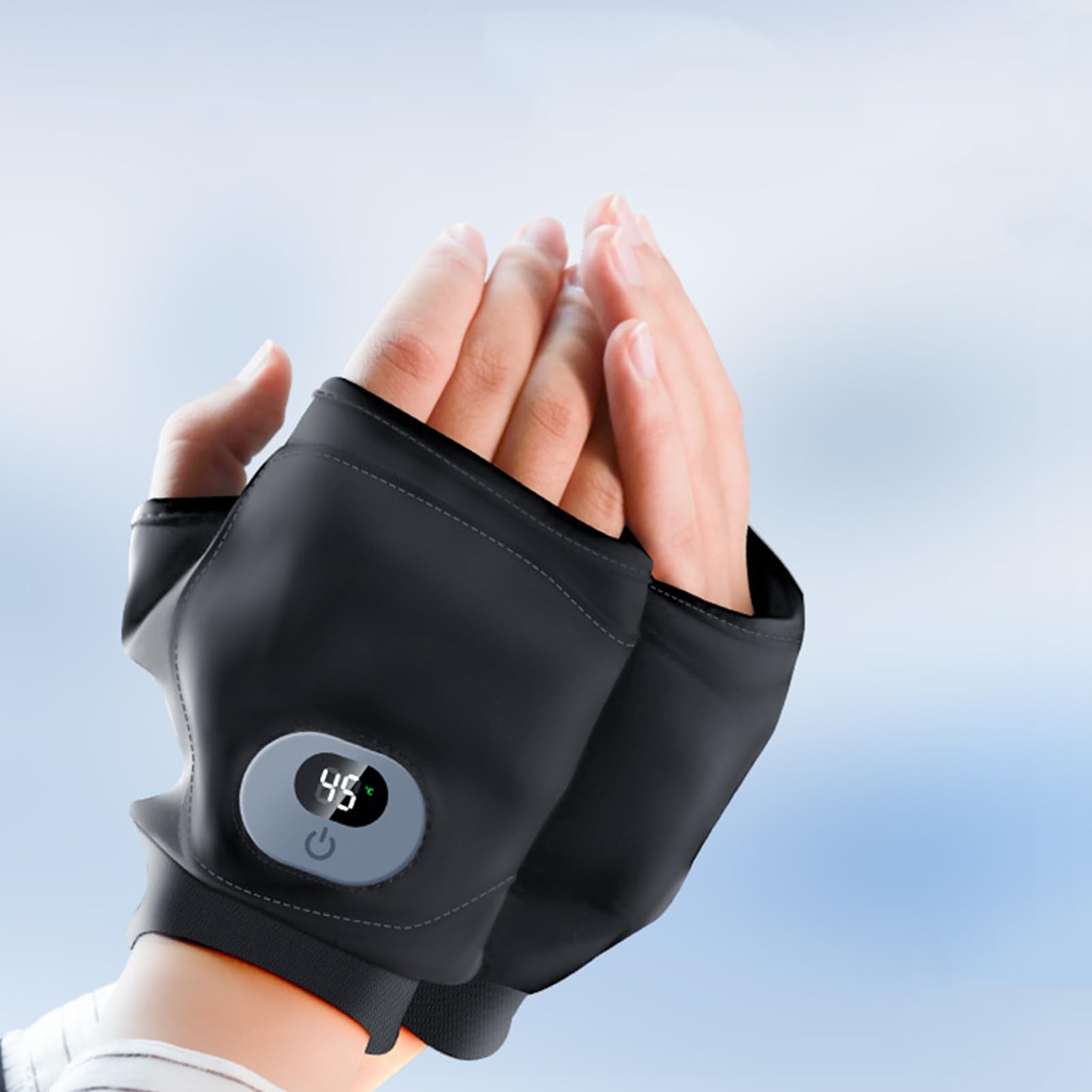 Guantes calefactables eléctricos | 3 niveles pantalla digital guantes térmicos sin dedos, guante eléctrico para clima frío | para camping, ciclismo, carreras al aire libre, conducción