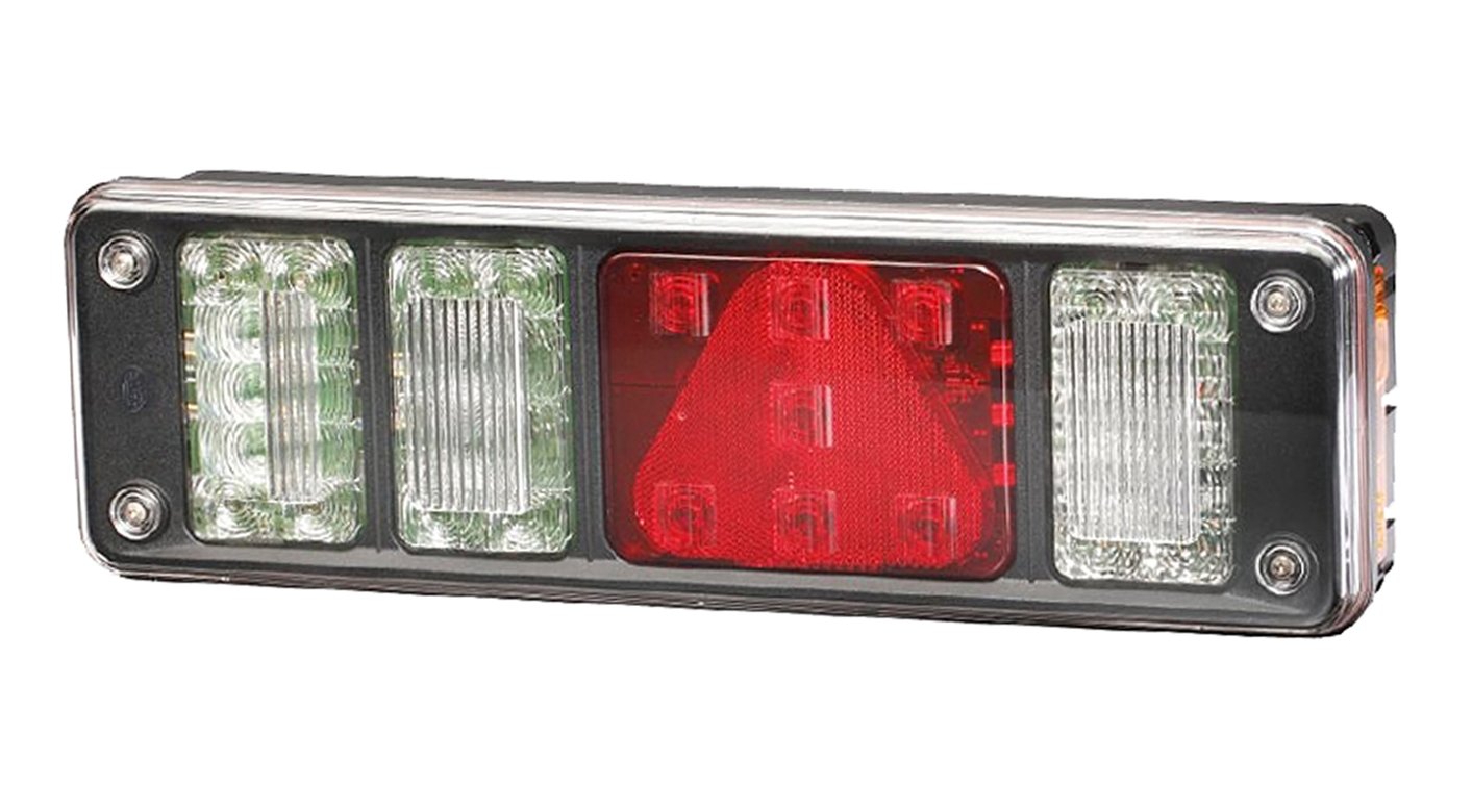 HELLA 2VP 340 960-281 Combination Rearlight - LED - 24V - Rectangular - mounting - Plug: DIN-Bajonett 1 x 7/Superseal 4 x 2 - Plug: AMP/Male - 7-pin connector/8-pin connector - Fitting Position: Right