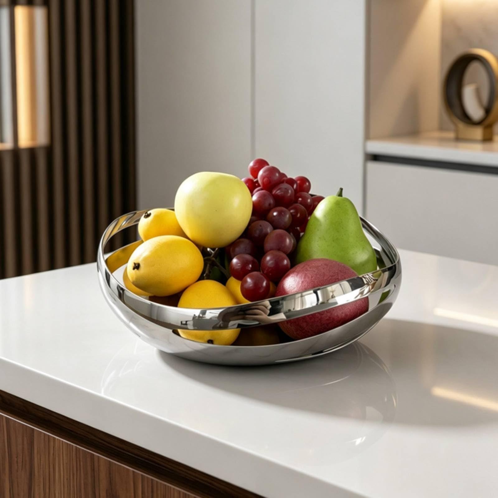 Frutero Acero Inoxidable Plateado Brillante Cuenco Diseño Perforado Multiusos Ensaladera Acero Inoxidable para Recibidor