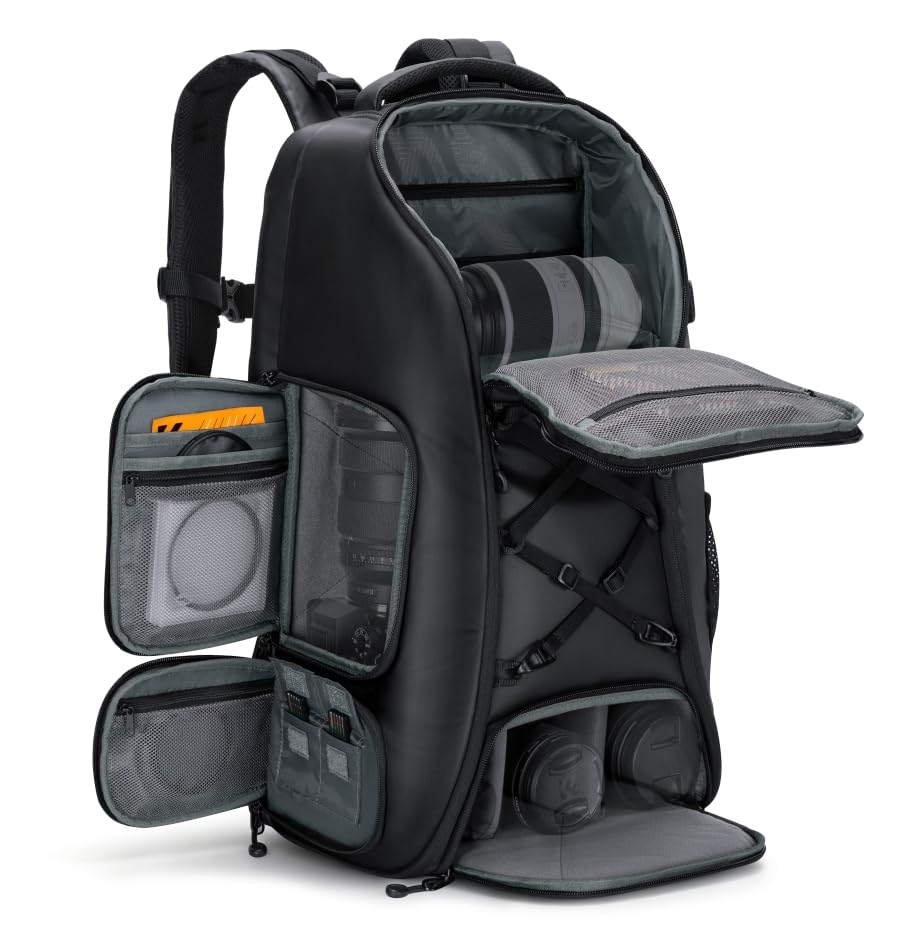 Image of K&F CONCEPT Camera Backpack,Camera Bags for Photographers 30L Large Capacity with Raincover and 16 Inch Laptop Compartment Compatible for Canon /Nikon /Sony /DJI Mavic Drone Travel
