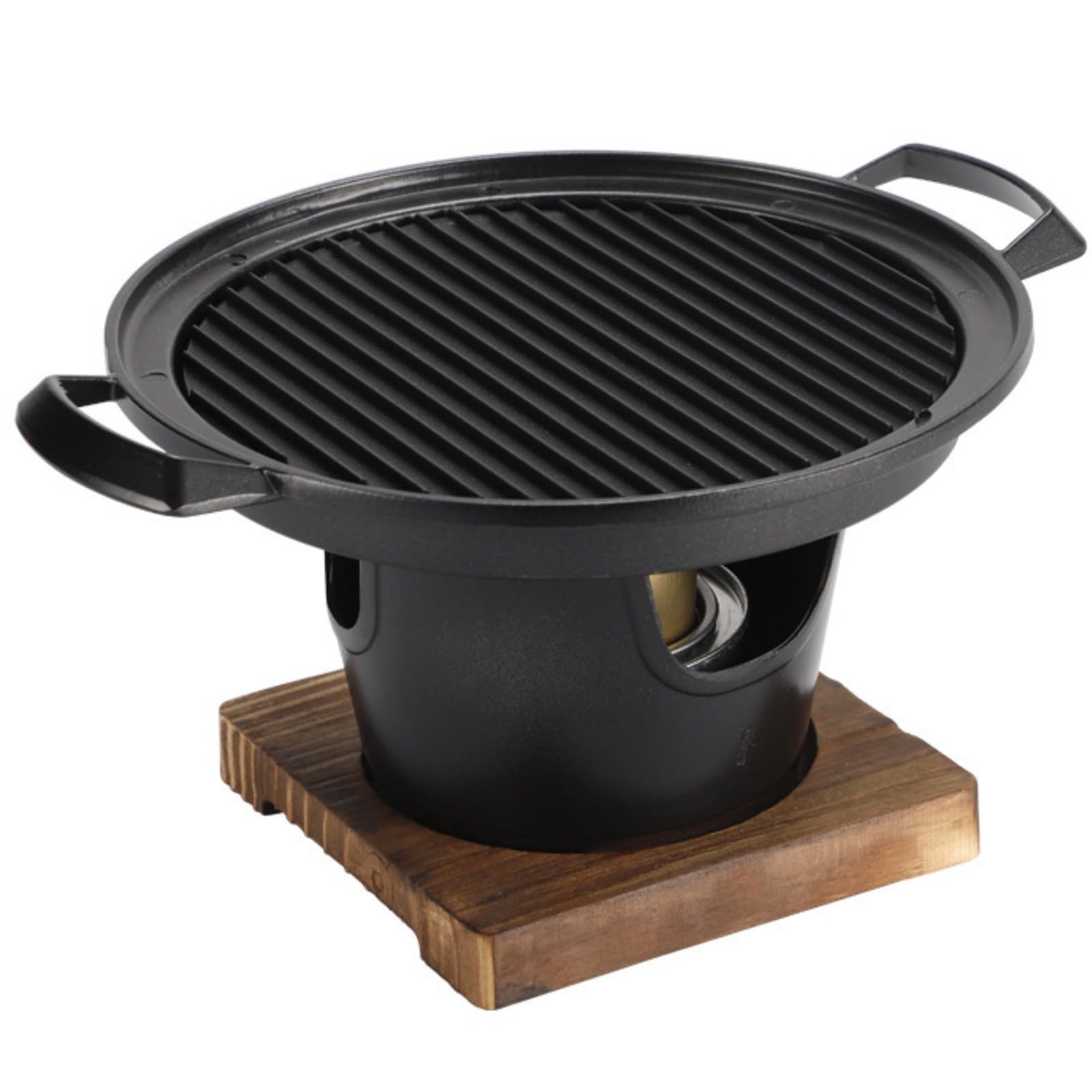 Przenośny wewnętrzny grill na węgiel drzewny, mini grill Hibachi z drewnianą ramą, stop aluminium, idealny na kemping, do domu, grilla, gotowania na świeżym powietrzu