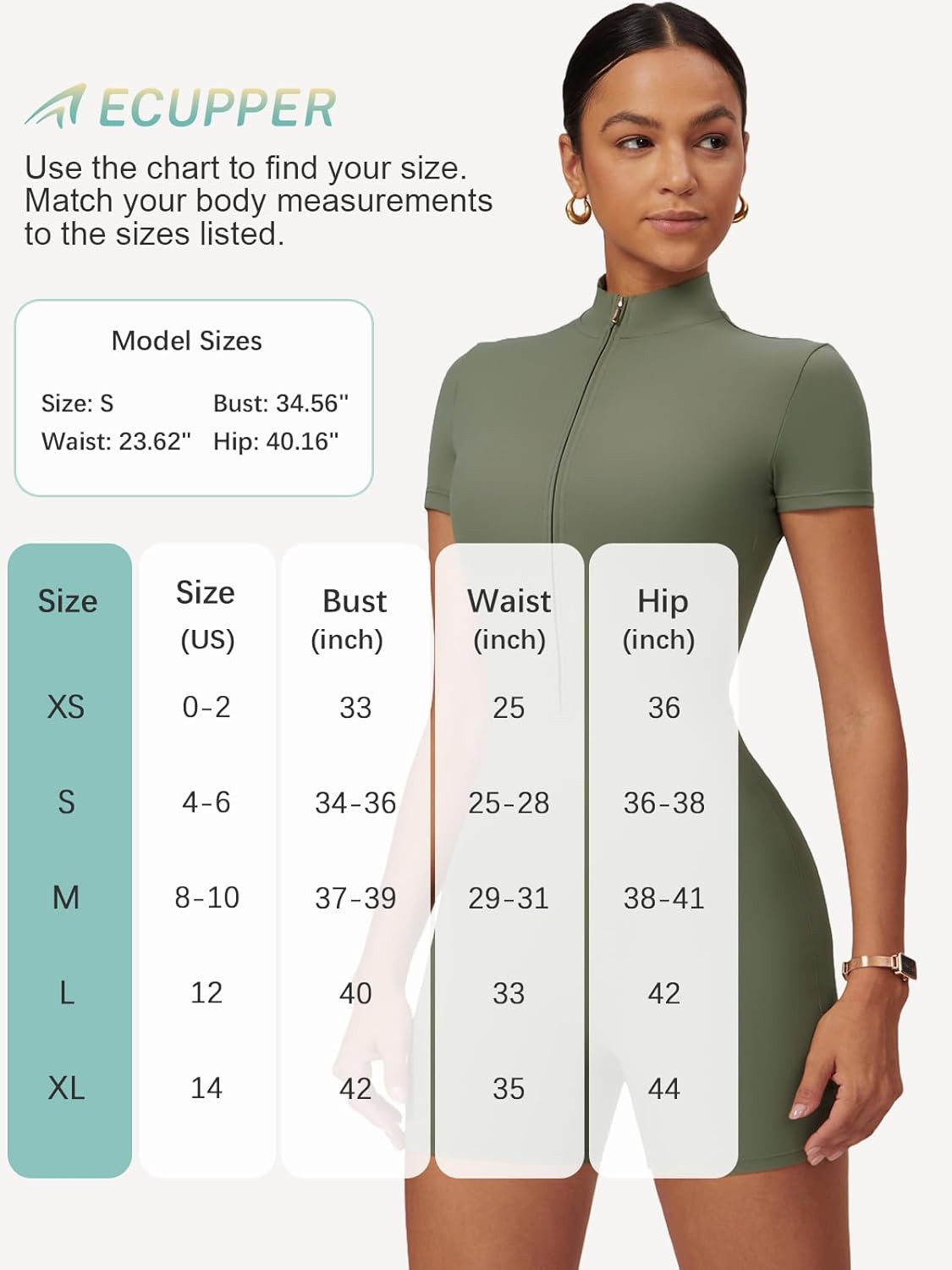 ECUPPER Women Short Sleeve Workout Jumpsuits One Piece Zip Up Gym Romper Tummy Control Athletic Yoga Unitard Bodysuit Shorts - Image 6