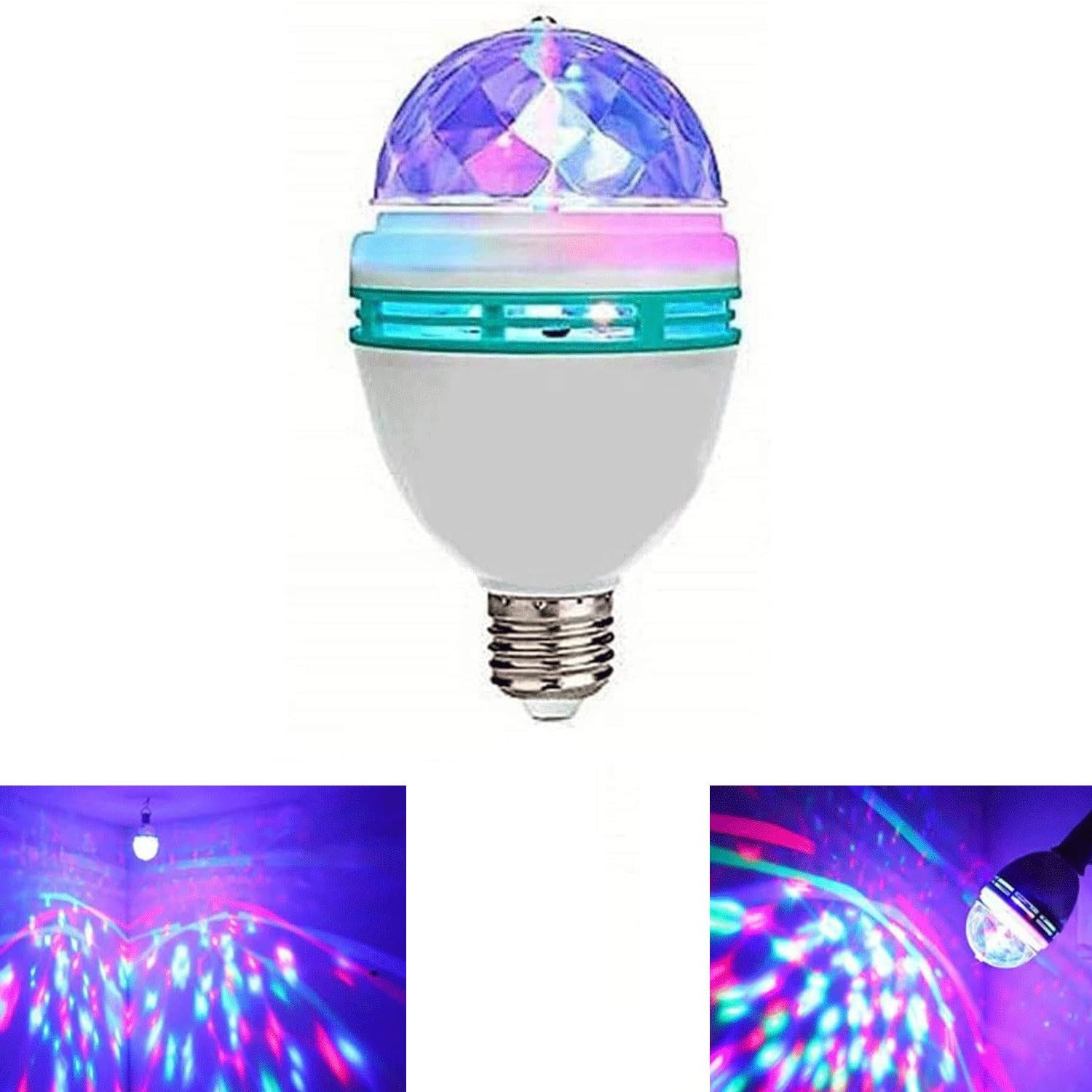 Lampe Disco 2x Lampe De Fête LED, E27 3W RGB LED Boule Disco, Ampoule Disco Rotative à 360°, Lampe LED Pour Douille E27, Ampoule Décoration Pour Mariage, Fête D' Anniversaire, Halloween, Noël