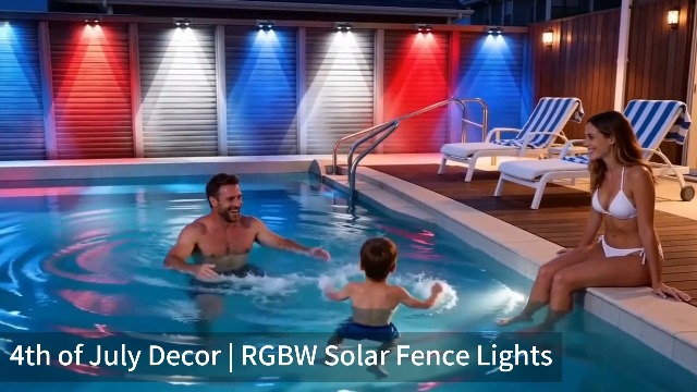 Image of Brizled Solar Fence Lights Outdoor, 8 Pack Warm White + Cool White + RGB Color Changing Outdoor Fence Lights 9 Colors & 11 Modes Solar Wall Lights, Waterproof Railing Lighting for Halloween Christmas