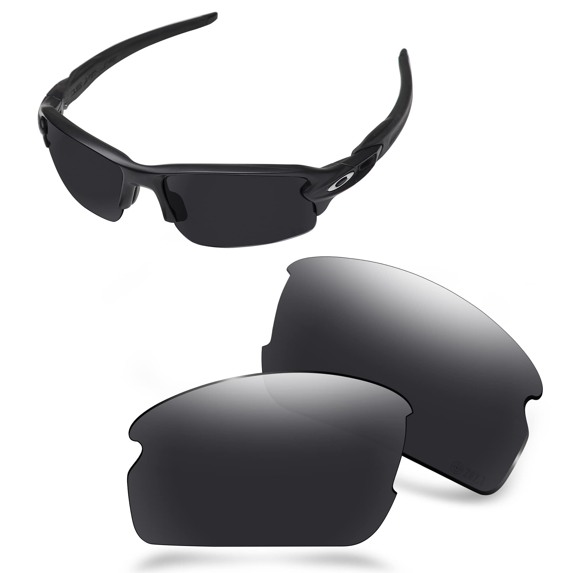 Aozan Men's Onyx Black Ansi Z87.1 Polarized Replacet Lenses For Oakley Flak 2.0 Sunglasses