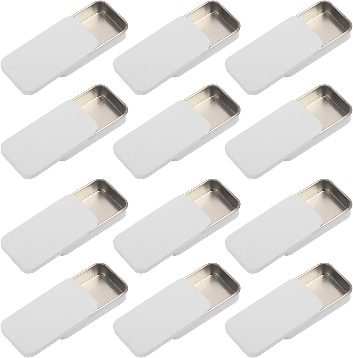 6pcs 10gram White Aluminium Small Slide Top Tin Lip Balm Rectangular Metal Tins Containers for Solid Perfume, Lip Balm, Candies, Jewelry, Crafts Pills, Storage Kit, Cosmetic & Beauty-image-8
