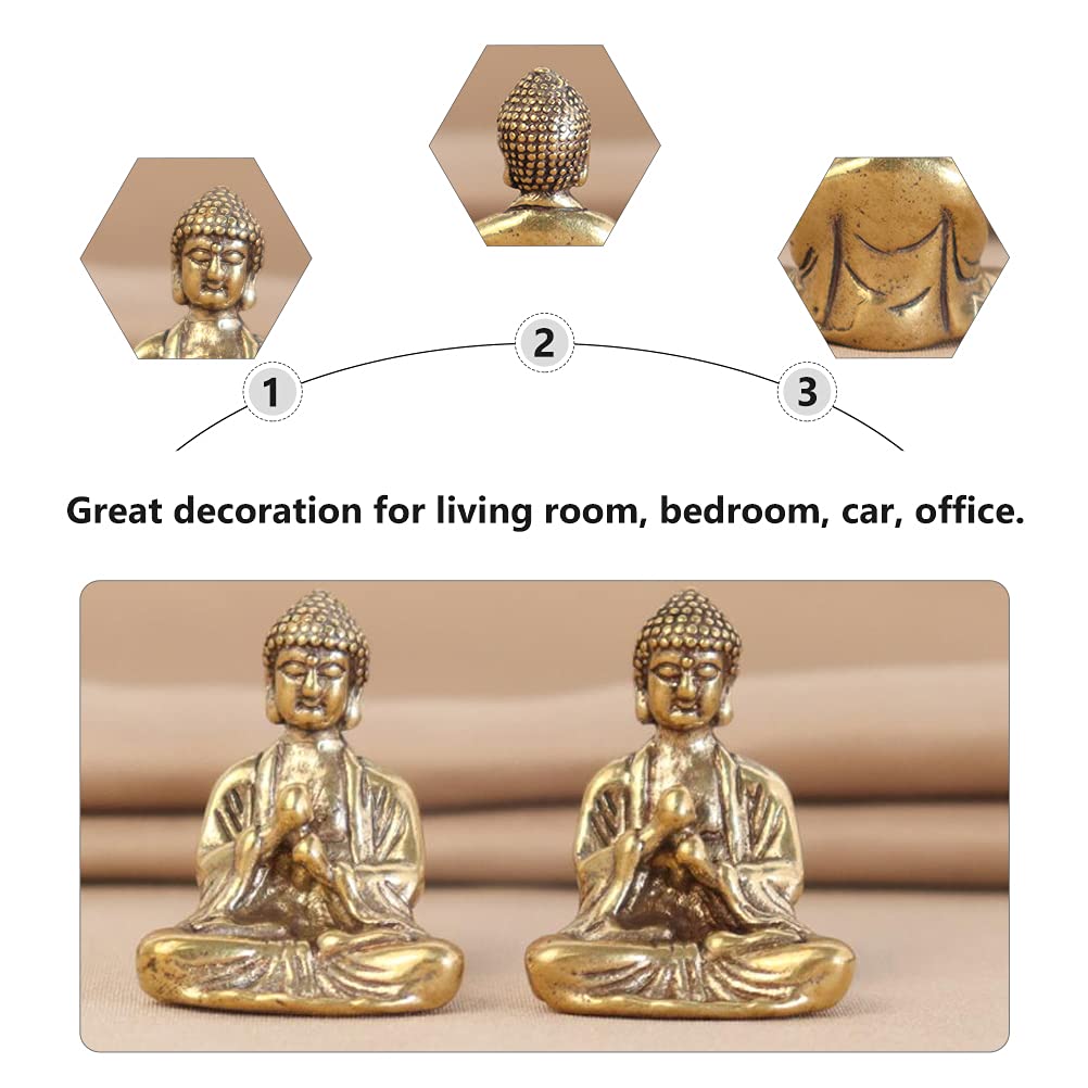 VORCOOL 3Pcs Mini Retro Style Buddhist Statues Decors Desktop Mini Buddha Adornments Home Decoration, Golden, 2.9x2.2cm - Image 4