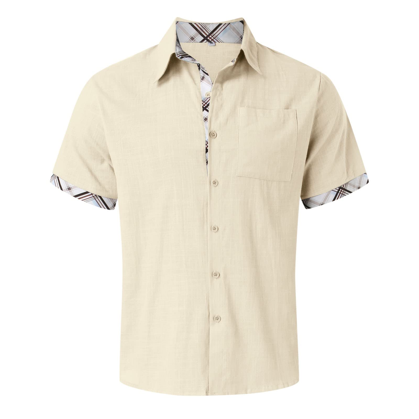 Herren Hemd Kurzarm, Kurzarmhemd Herren Sommer V-Ausschnitt Knopfleiste Sommerhemd Leicht Hemden Formell Herrenhemden Einfarbig Dünn Atmungsaktive Freizeithemd Regular Fit Business Outdoor Hemd Jacke