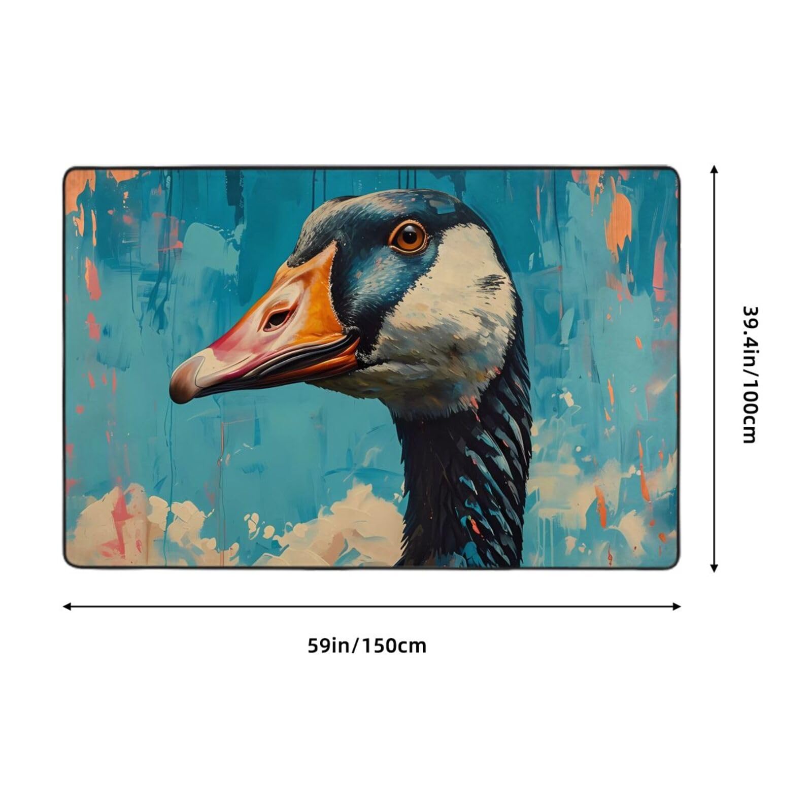 Tapis bleu canard aquarelle pour salon, chambre à coucher – Tapis lavable doux 91 x 152 cm antidérapant – Tapis d'intérieur décoratif esthétique pour chambre à coucher – 152,4 x 99,1 cm