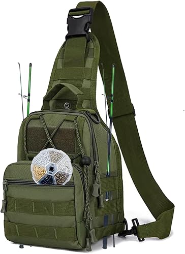 Miniatura 15 de Mochila ligera para aparejos de pesca, resistente al agua, soporte para caña de pescar todo en uno y almacenamiento de equipo negro