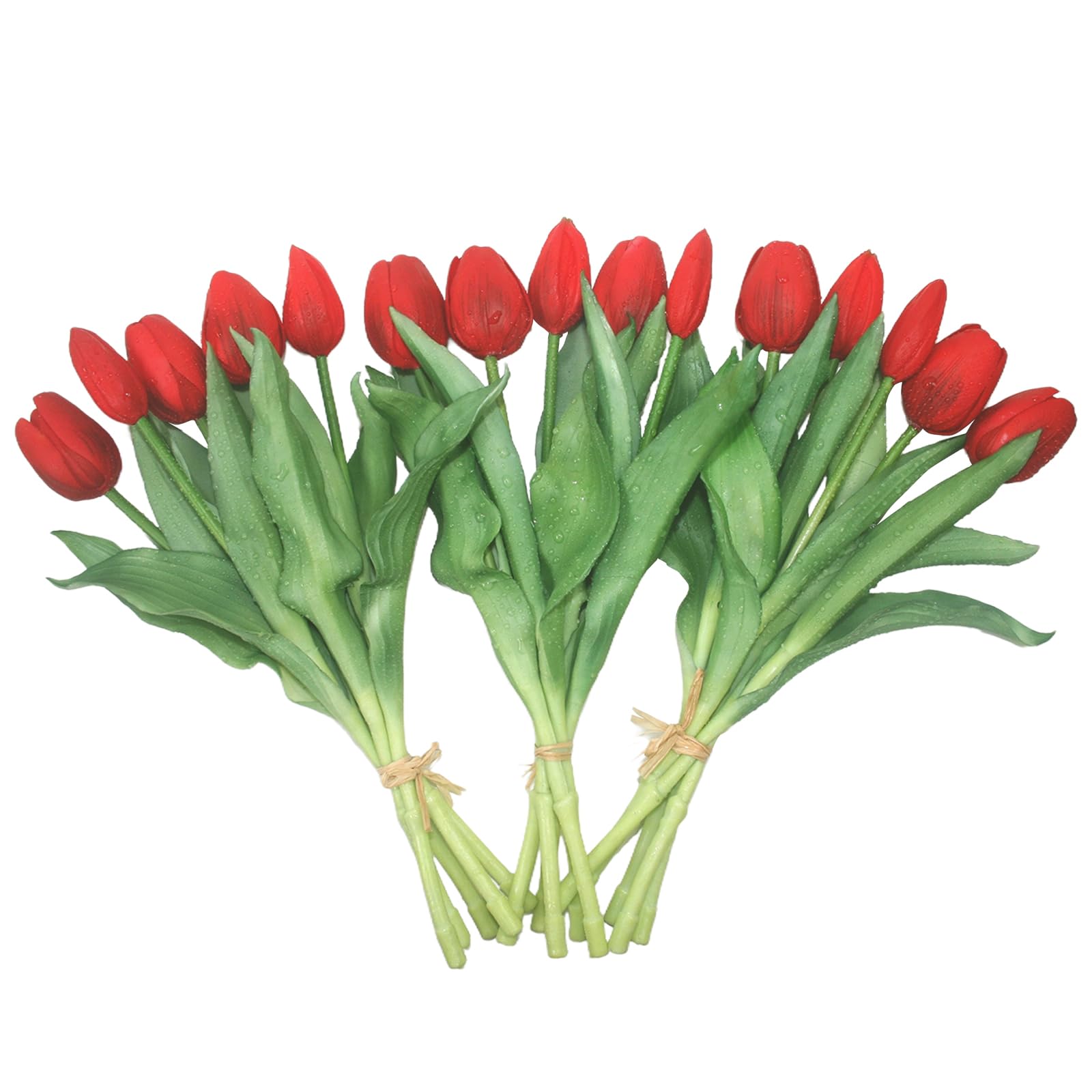 Moderspace 15pcs Artificial Tulips Flowers Real Touch Latex Red