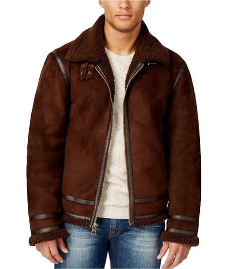 mens guess faux shearling overcoat