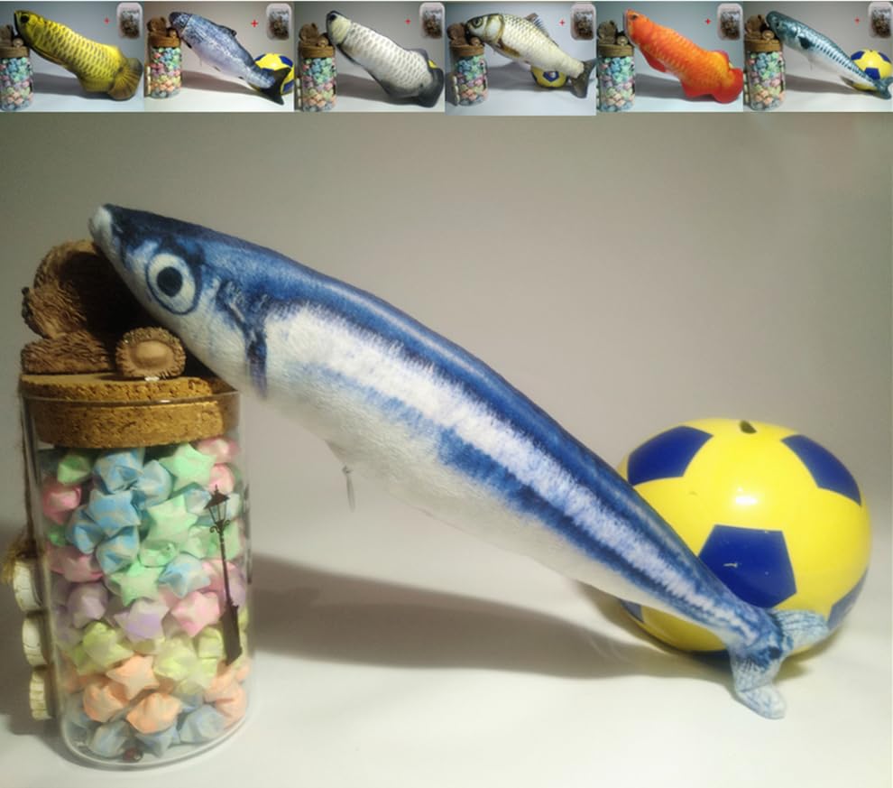 Maibar Catnip Toys Cats Fish Toys Cat Plush Toy Kitties Cat Mint Toys (30, Saury)
