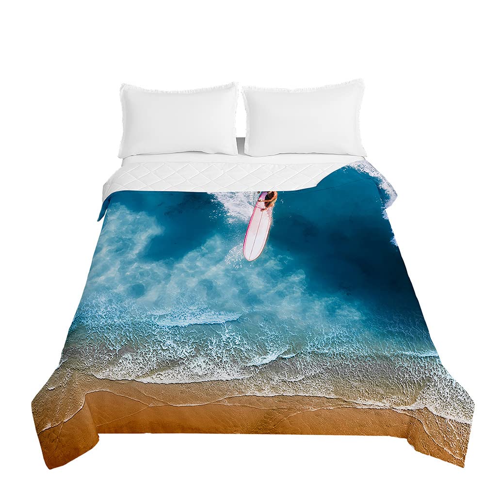 Chickwing 3D Spiaggia Stampa Trapuntino Copriletto Trapuntato Matrimoniale Singolo, Chickw11 Coperta Primaverile Estivo Trapunta Goffrato Coperta Leggera per Camera da Letto (Crepuscolo,230x280cm