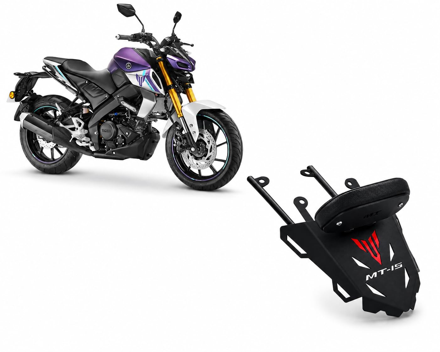moxzilla top rack with backrest for mt 15 direct fit suitable for all version bikes