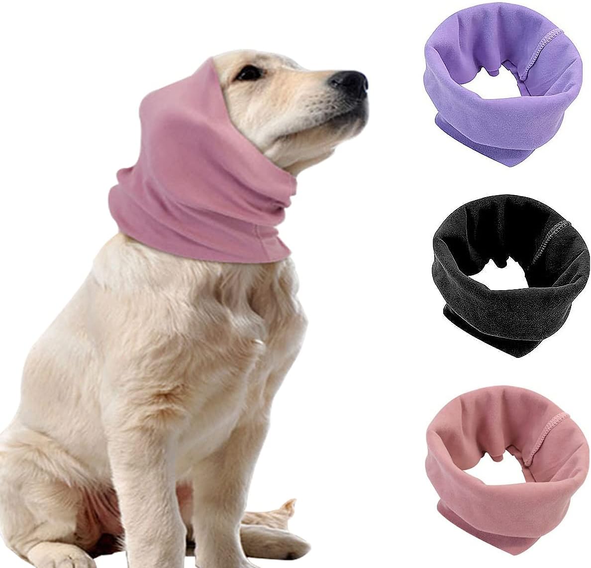 3pcs Dogs Quiet Ears Covers,Snoods for Dog Noise Protector | Dog Cat Pet Calming Snoods,Grooming Anxiety Relief,Puppy Ear Plugs for Thunder Fireworks Noise Cancelling,Grey+Pink+Purple