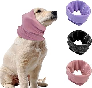 Quiet Ears for Dogs 3pcs,Dog Snoods Ear Covers for Noise Protection,Hats for Anxiety Relief & Calming Dogs(Grey+Pink+Purple)(Large)