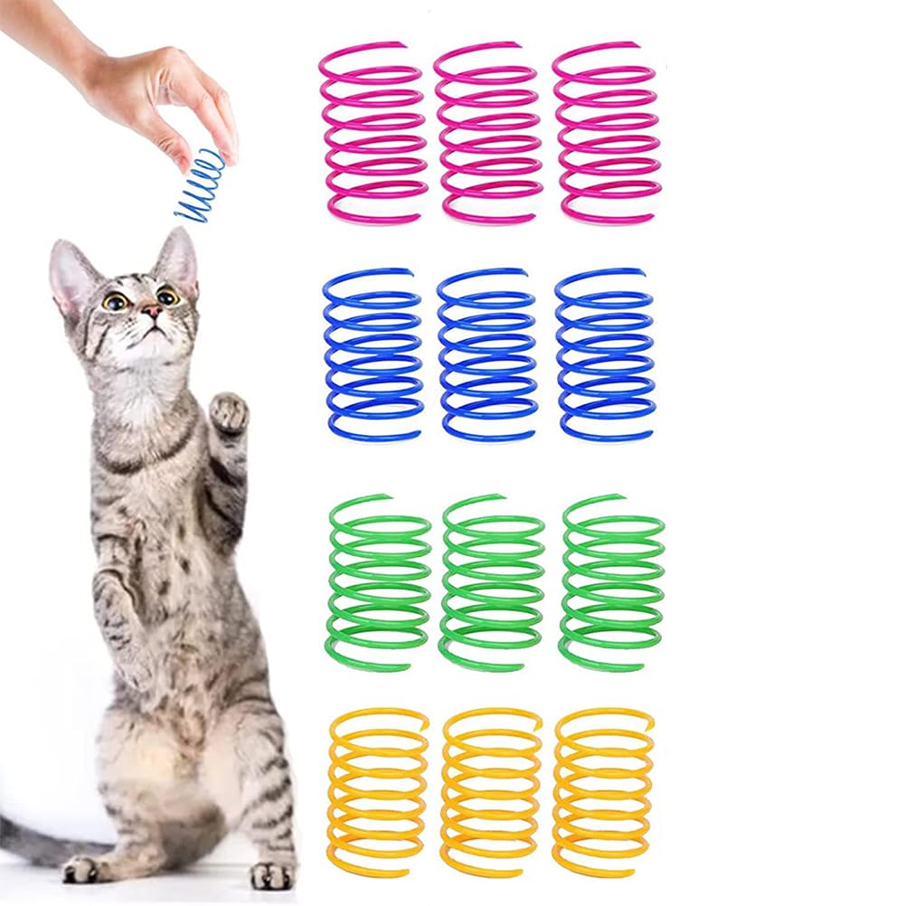 LJFEA Juguete Interactivo para Gatos: Muelle en Espiral 12 Piezas, Ideal para Matar el Tiempo y Mantenerse en Forma. Duradero y Resistente de Plástico. ¡Diviértete Jugando con tu Mascota!