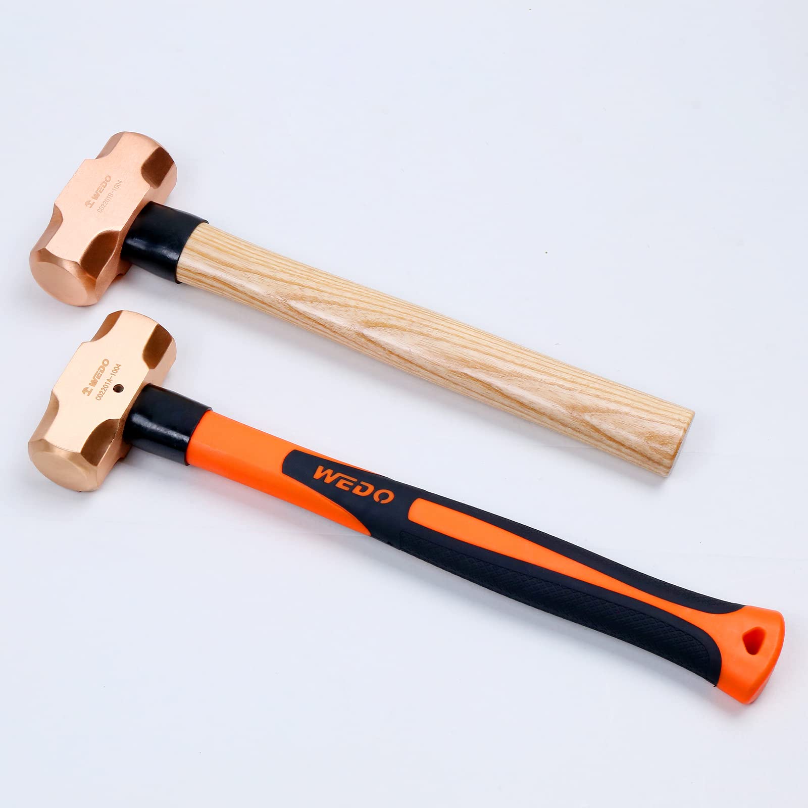 WEDO Kupferhammer,450g Kopfgewicht,310mm Länge, mit Holzgriff, langer gerader Griff, verstärkte Kopf-Griff-Verbindung, für Gartenarbeit und Bauwesen