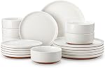 MALACASA Modern Ceramic 24-Piece Dinnerware Set for 8 Stoneware Kitchen Plates, Microwave and Dishwasher Safe, White, Tara Series