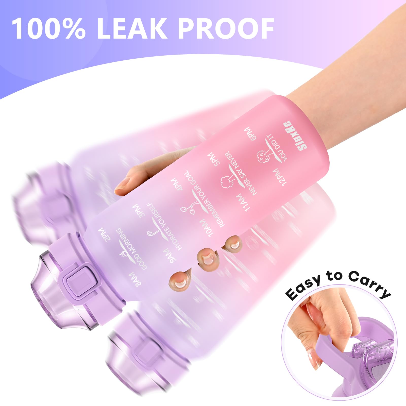 SLUXKE Borraccia termica in acciaio inox, 500 ml, con impugnatura e tappo ermetico, per scuola, fitness, palestra, escursionismo, campeggio, viola e rosa